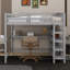 Lit mezzanine double avec tablettes et bureau-432229444