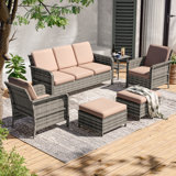 6 Piece Patio Conversation Sofa Set with Table