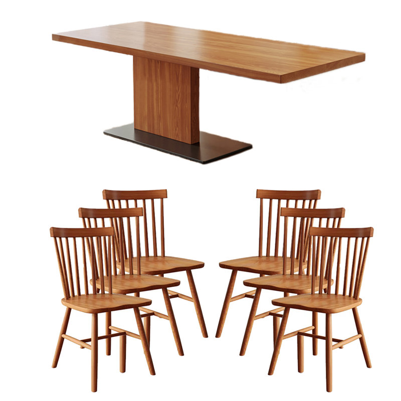 Solid wood ash dining table set, 29.53" H x 55.12" L x 27.56" W