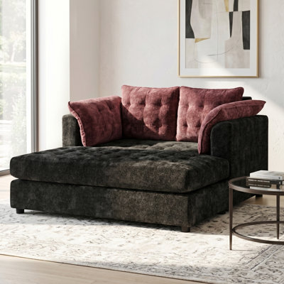 Très grande chaise longue d'intérieur avec repose-pieds pour deux personnes 54,7 po Serenity