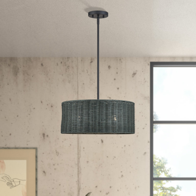 Lustre suspendu 3 lumières Weavington, Noir mat