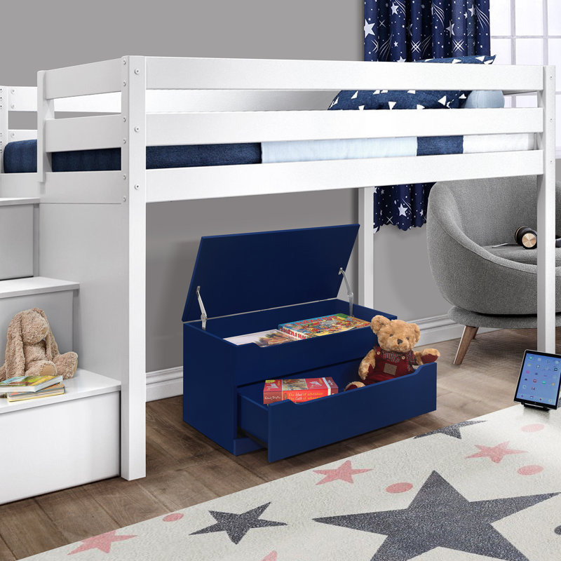 Guebara Storage Bench Box Storage Chest with Drawer for Living Room, Bedroom, Blue