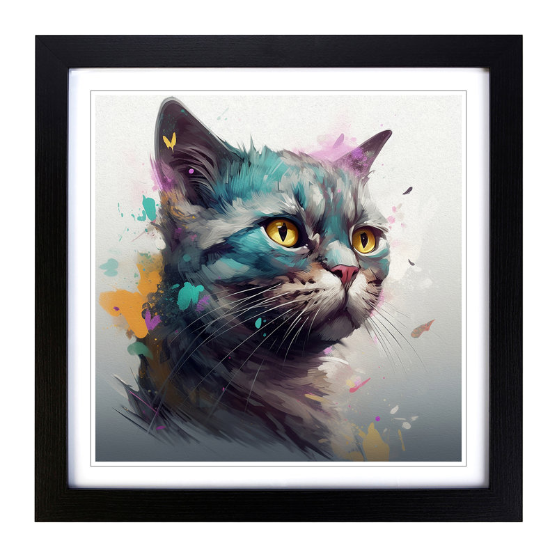 Cat Conceptual Art No.1 - Framed Print, Black