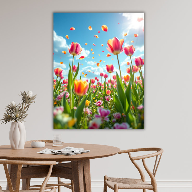 Art mural en verre trempé Tulip Field, 16" H x 12" W