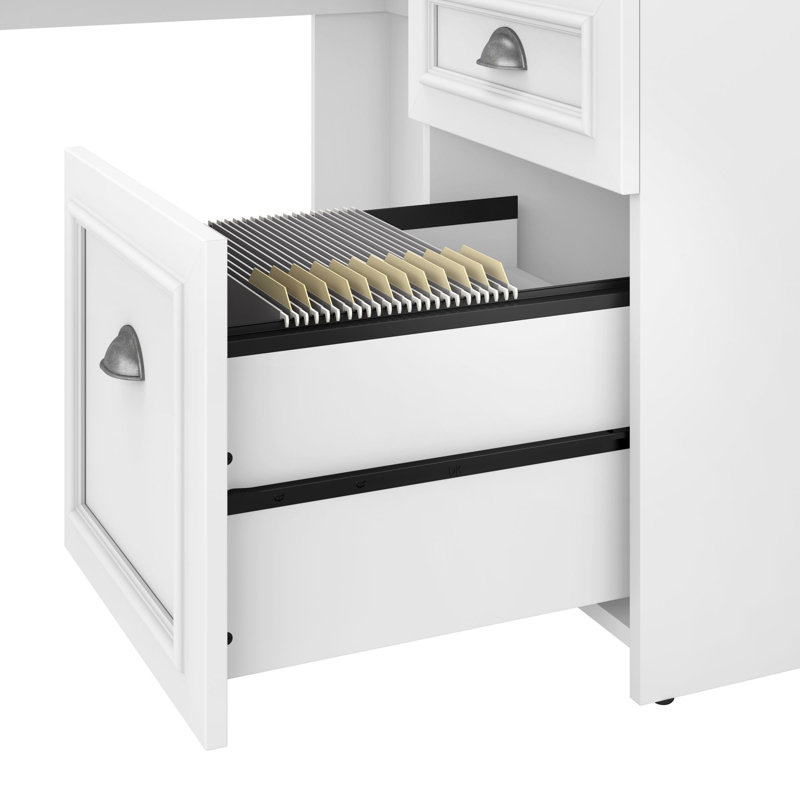 Huckins 3 Piece Computer Desk Office Set, Shiplap Gray/Pure White