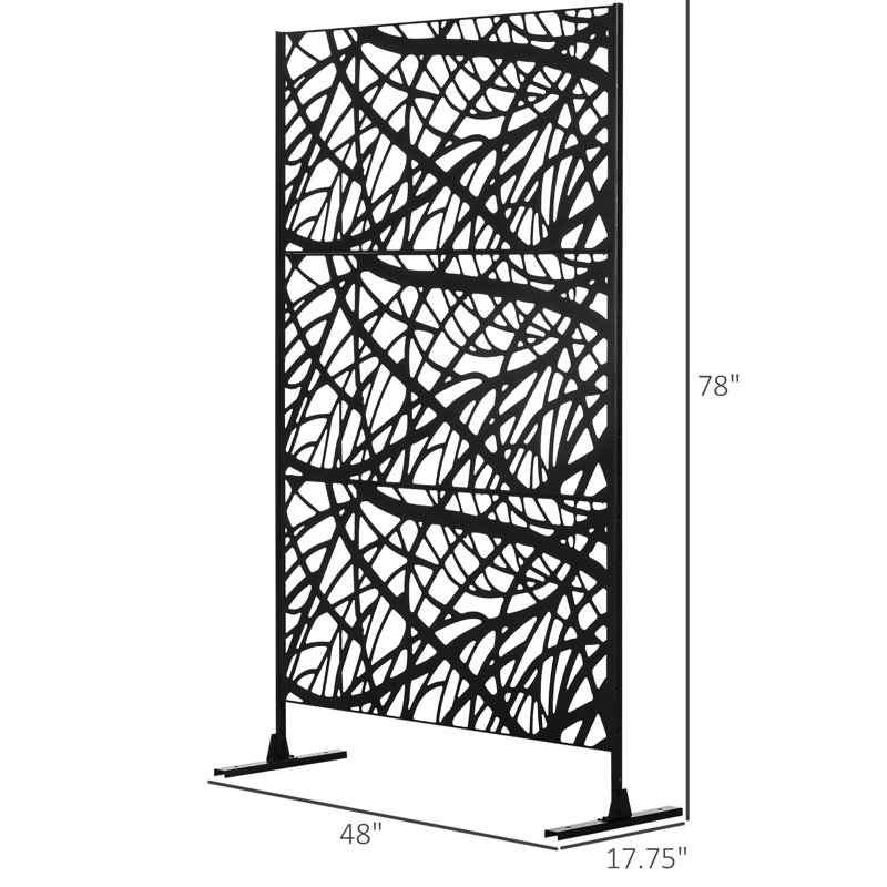 Barrière de clôture décorative en treillis 6,5 pi Jardin et cour. Motif torsadé, acier, noir, transparent