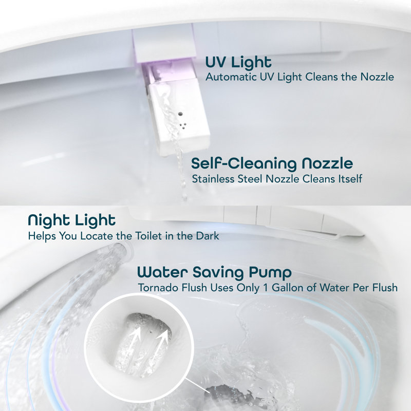 BidetMate 6000 Series White Elongated Smart Toilet with Remote