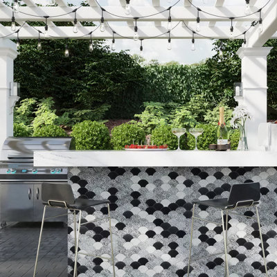Carrelage écaille de poisson en marbre 12 x 12 Stellare Terrazzo (paquet de 5 pieds carrés) - paquet de 5