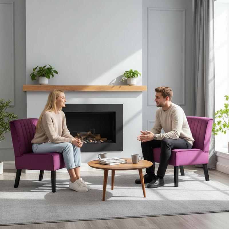 Fauteuil de chambre Antanina, Velours aubergine