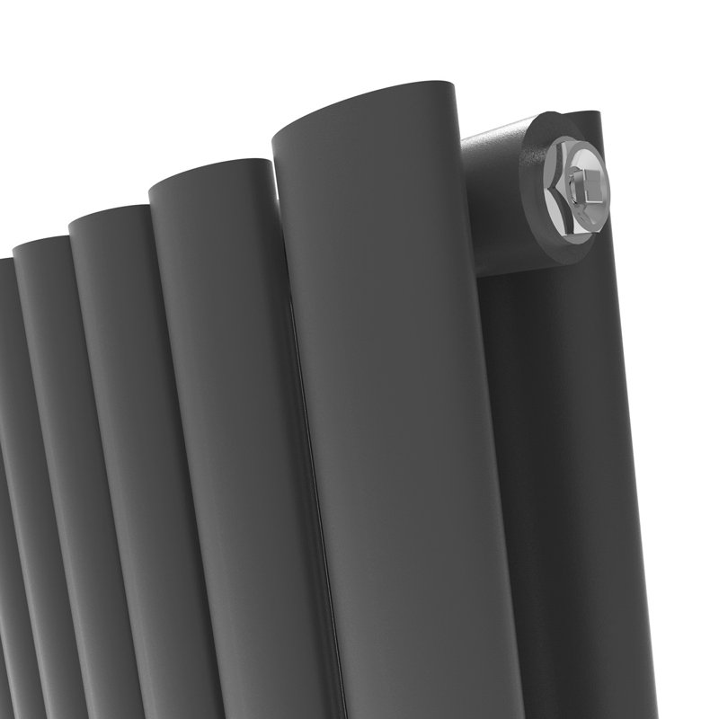 Salinas Horizontal Designer Radiator, Black, 60.0mm H x 119.0mm W x 82mm D