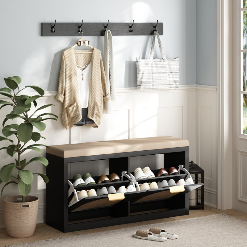 Banc de rangement pour chaussures Anteus, Noir