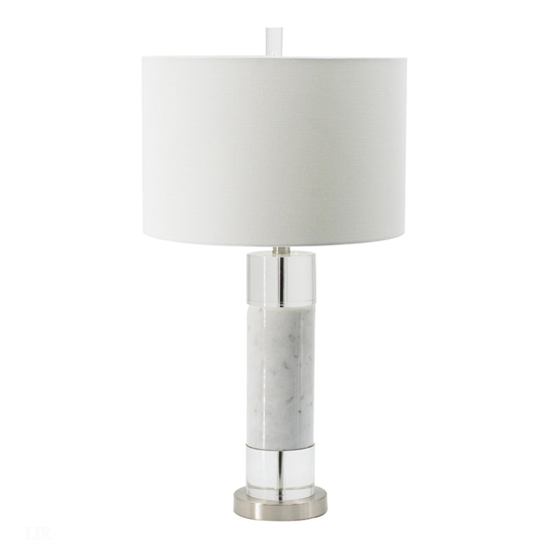 Lampe de table simple en marbre et acrylique 15 x 15 x 28,5 po, lampe de table