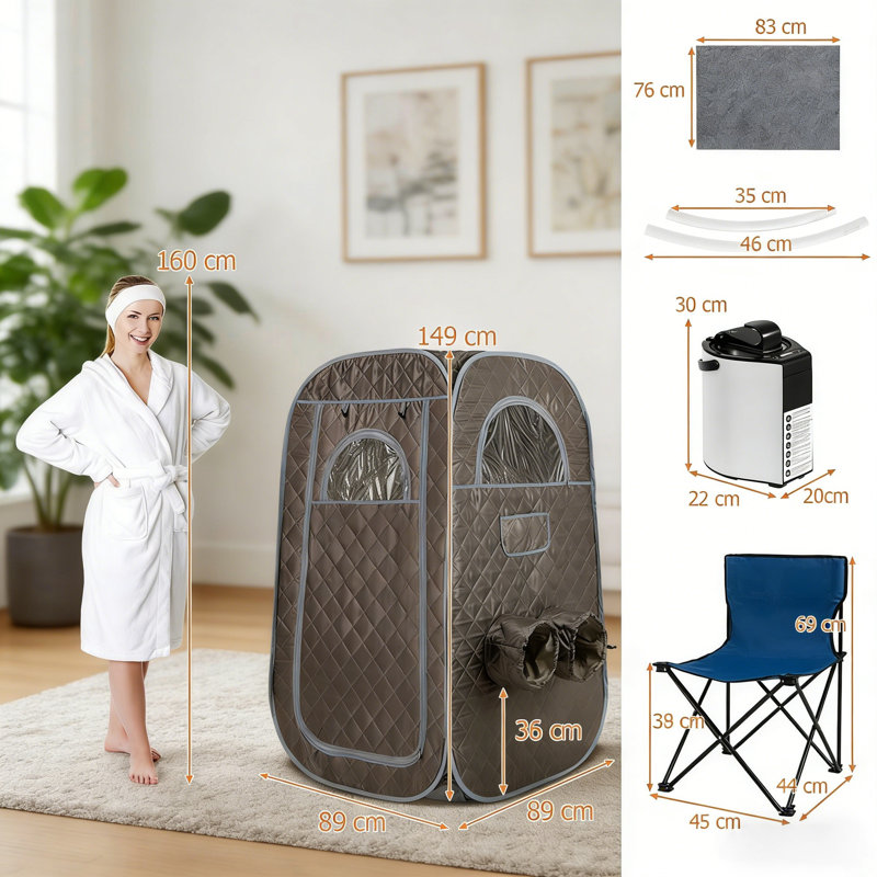 Luch 1 - Person Portable Traditional Steam Sauna with Remote Control, Chocolate