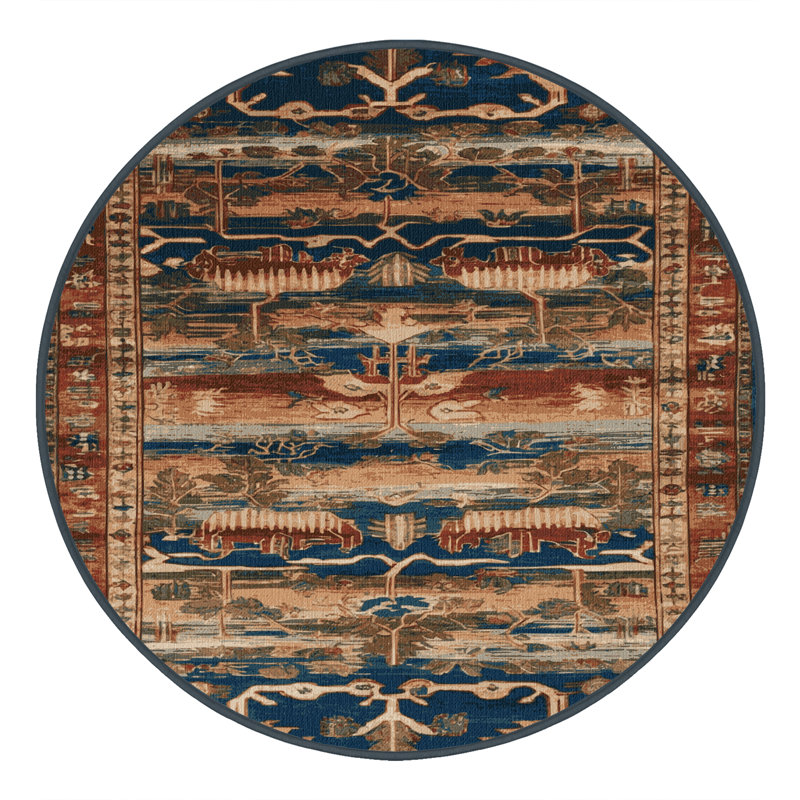 Machine Washable Turkish Brown Area Rug, Rond 4 pi