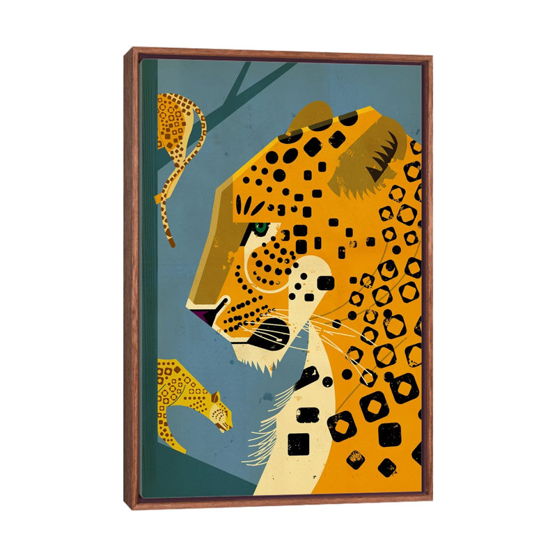 Leopard by Dieter Braun - Print on Canvas, Classic Brown Wood Framed, 101.6 cm H x 66.04 cm W