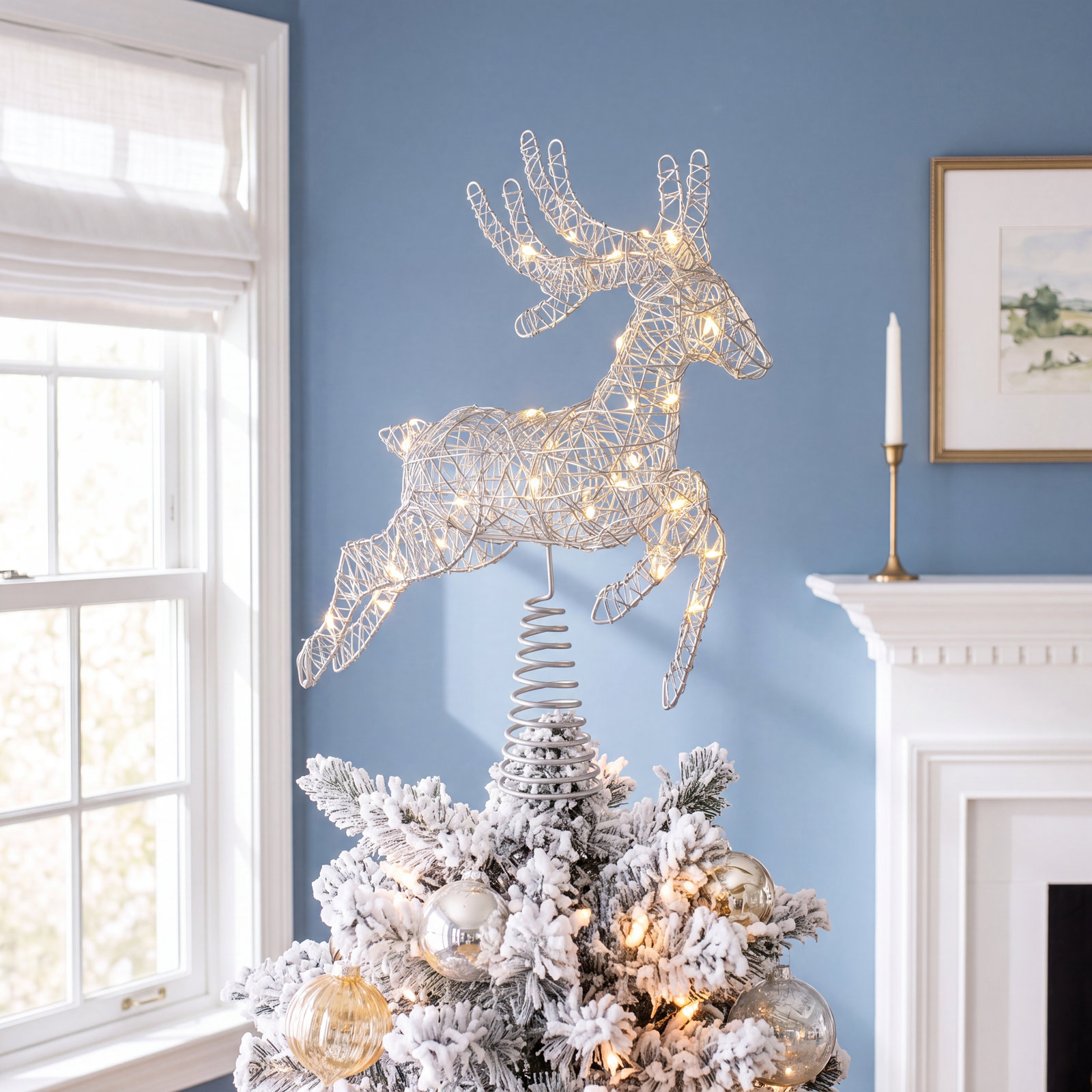 13" Pre-Lit Tree Topper, Silver