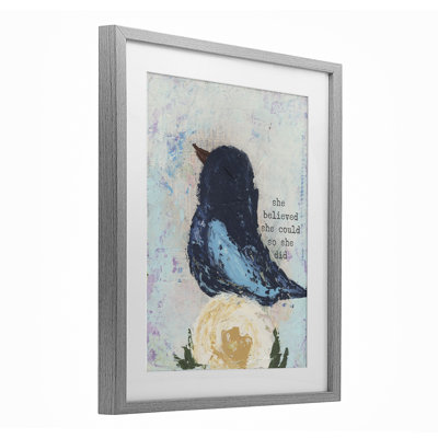 She Believed Uplifting Bird, reproduction encadrée sous verre, conception de Cassandra Cushman