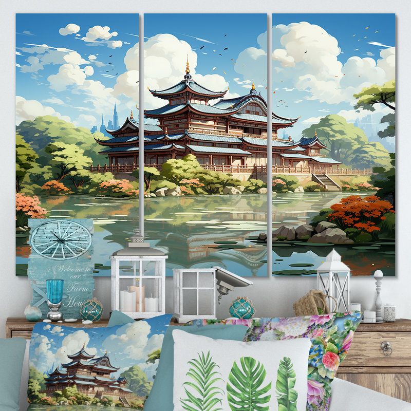 «Tranquil Japanese Landscape - China», art mural, H 28 po x l 36 po, Toile tendue