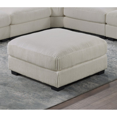 Living Room Furniture Ottoman Wide-Welt Corduroy 1Pc Soft Cushion Cocktail Ottoman Wood Legs