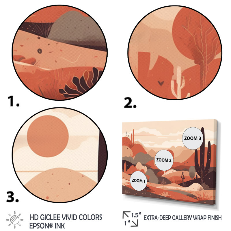 «Sublime Desert Simplicity - Minimalisme», art mural, H 34 po x l 44 po x P 1,5 po, Cadre flottant érable