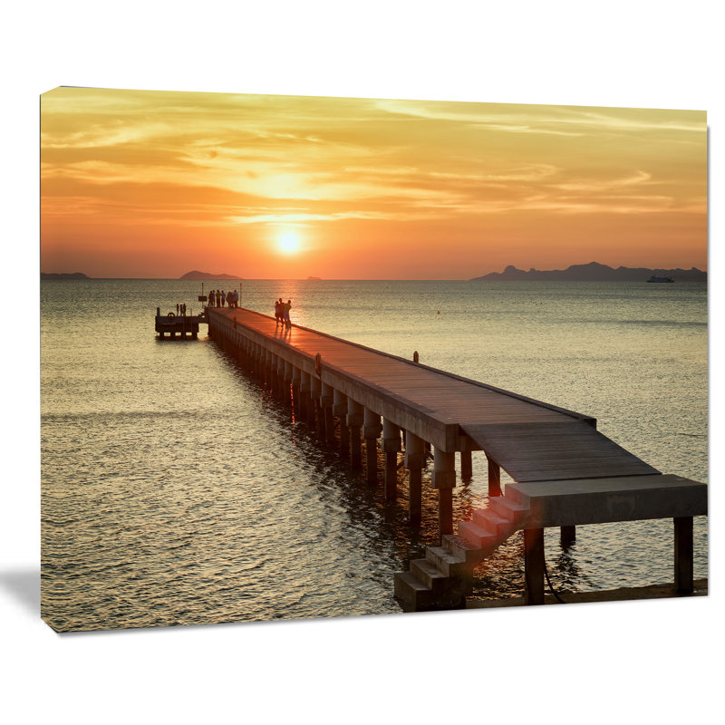 «Boat Pier at Sunset», reproduction, H 30 po x l 40 po x P 1,5 po, Toile tendue