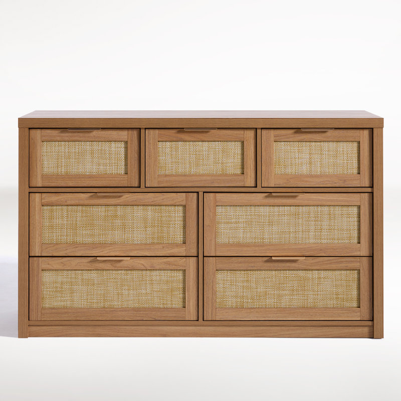 134 cm W Chest of 7 Drawers, Natural Oak