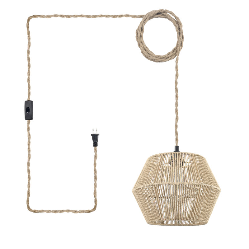 Luminaire suspendu en corde de chanvre avec cordon d'alimentation