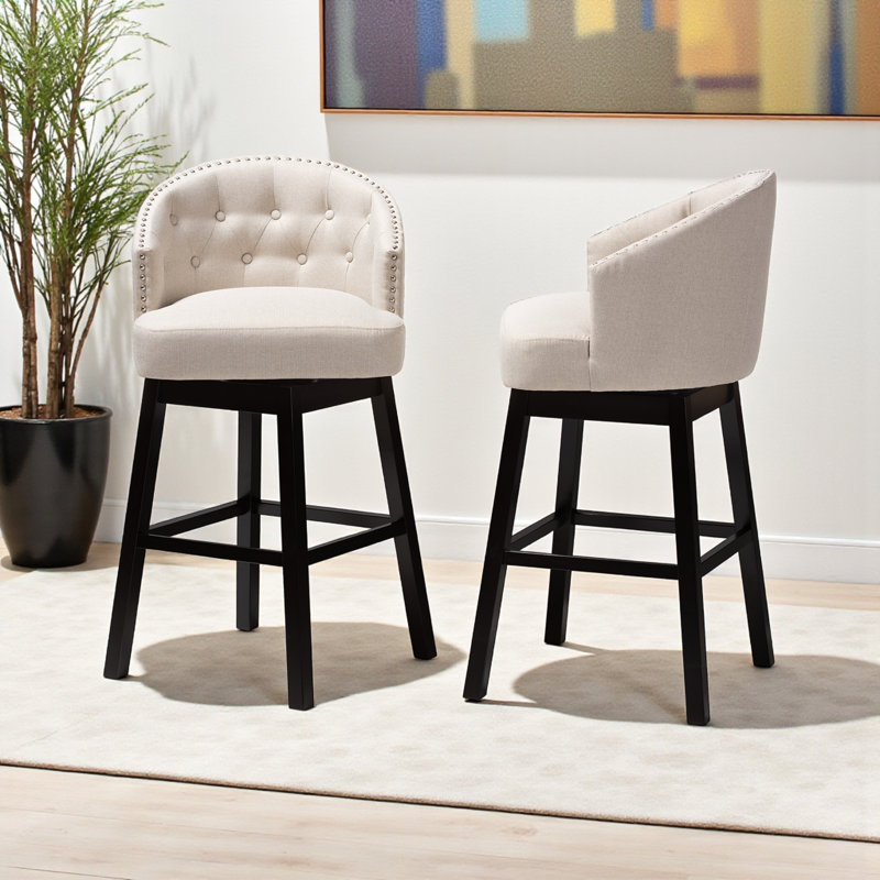 Tabouret de bar pivotant 31 po Yehiel, Beige clair