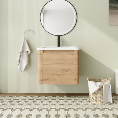 Meuble-lavabo mural flottant avec plateau en céramique