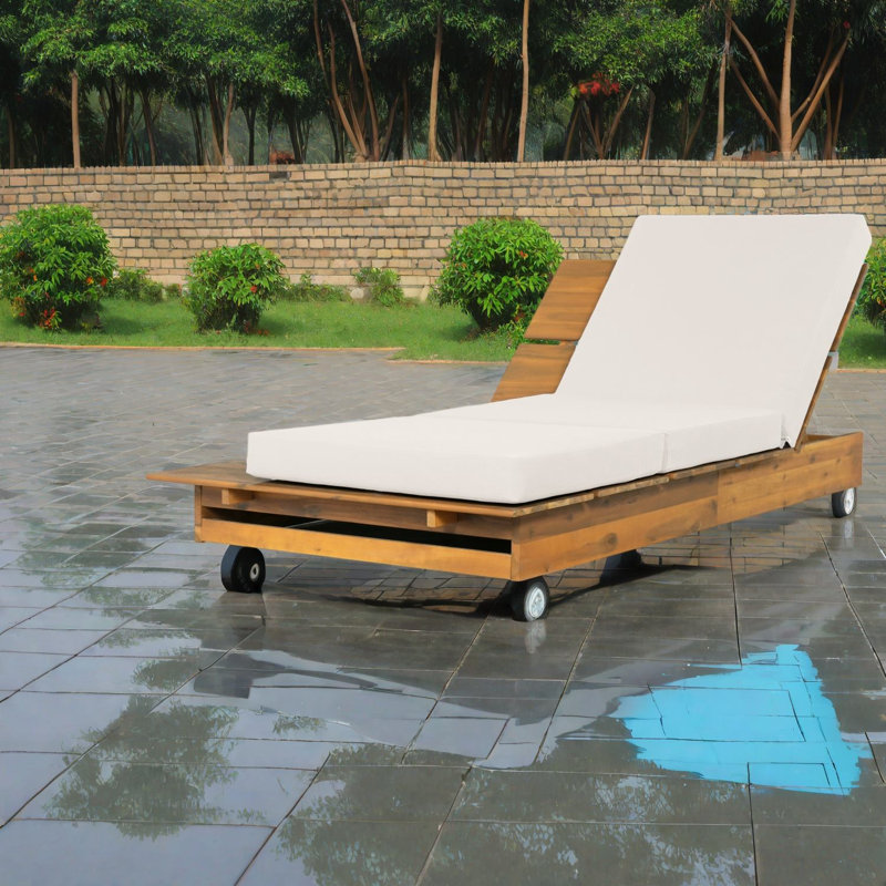 Méridiennes de patio réglables, chaise longue en bois d'acacia pour piscine