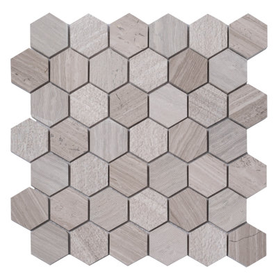 Textured Honeycomb Hexagon Marble Mosaic Tile