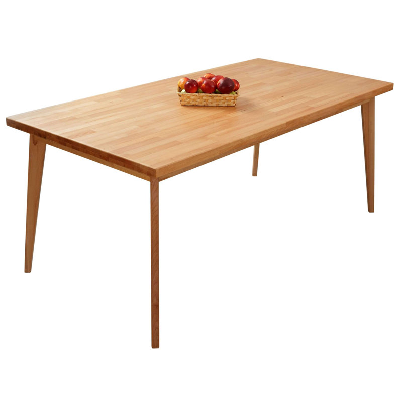 Rosalie solid wood dining table, 75cm H x 180cm L x 90cm W, Beech Heartwood