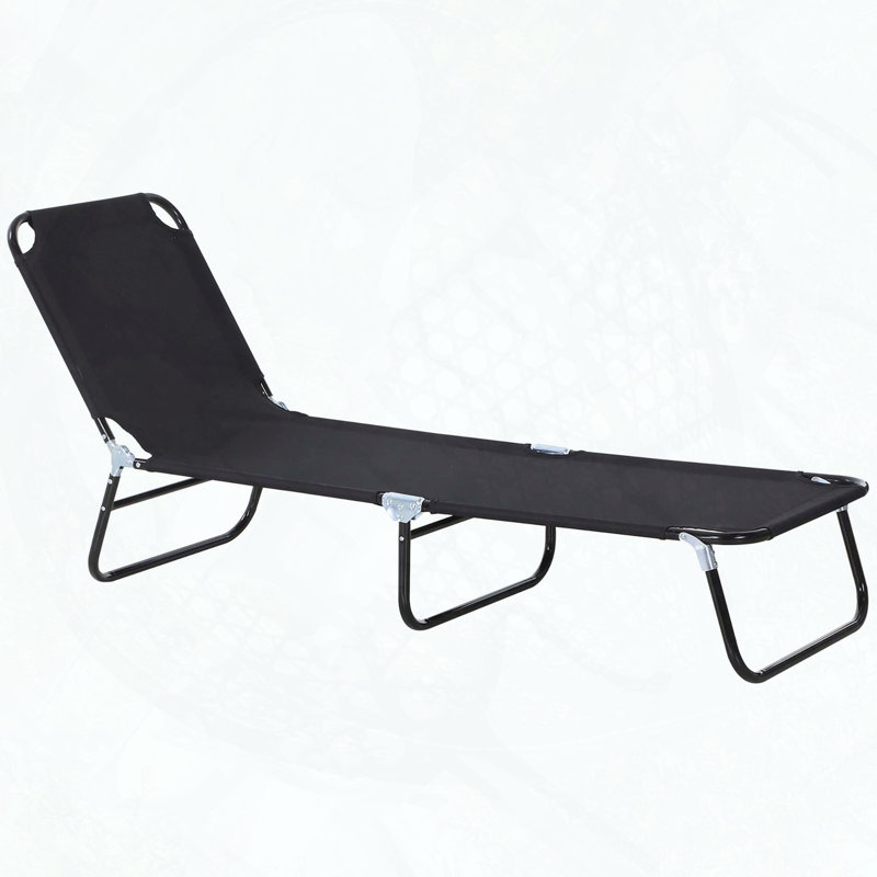 Chaise longue pliante avec dossier inclinable à 5 positions et tissu Oxford, Noir