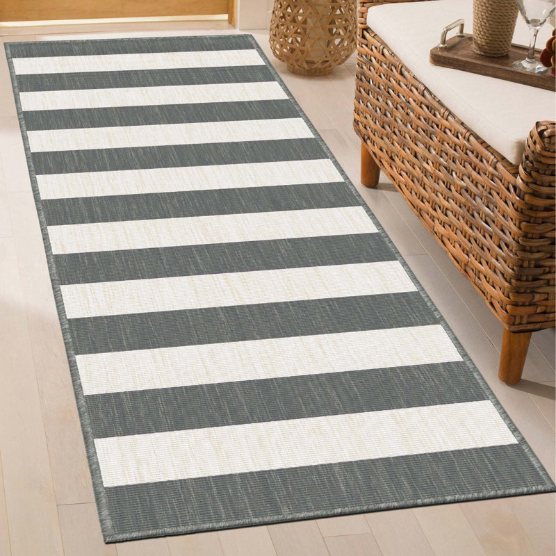 Runner Striped Flatweave Area Rug, Runner 60 x 180 cm