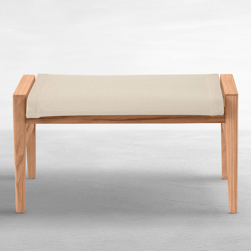 Coast Teak Ottoman - Natural Teak and Canvas SlIng, Natural Teak/Canvas Sling