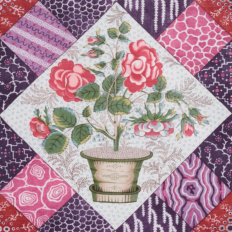 Caldwell Patchwork Chintz Fabric, Fuschia/Plum