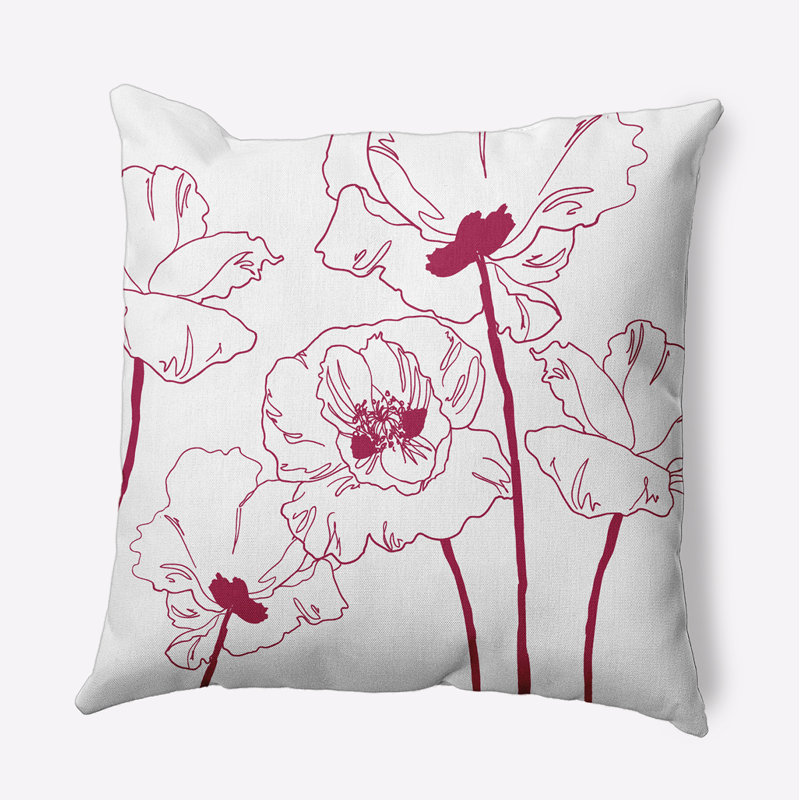 Floral Outdoor Reversible Throw Pillow, 20" H x 20" W, Square