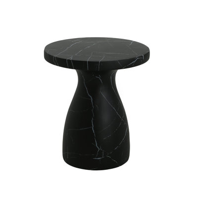 Table d'appoint d'extérieur en travertin MGO, table de bout en béton léger, effet marbre noir