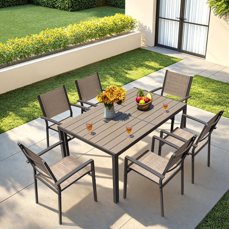 Ensemble de salle à manger rectangulaire pour 6 personnes 59,06 po Theanna, Beige