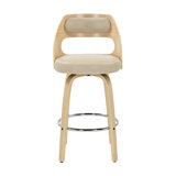 Julius Swivel Bar & Counter Stool With Curved Back, Upholstered Seat, And Layered Hardwood Frame