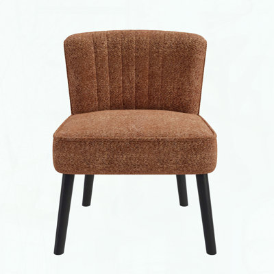 Compact Channel Back Accent Chair, Boucle Fabric & High-Density Foam