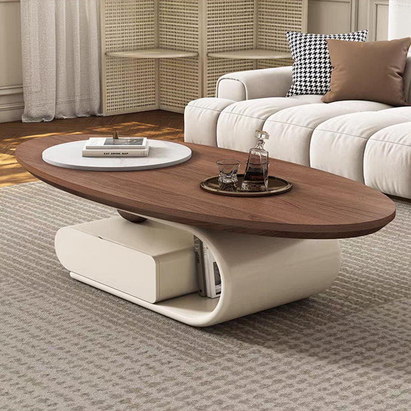 Creamy style modern simple coffee table, 16.53" H x 55.11" L x 27.55" W