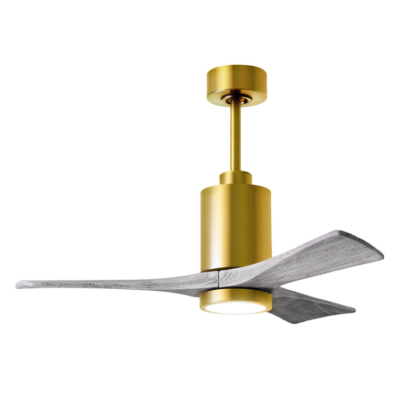 Patricia LED Downrod Ceiling Fan, Brushed Brass, Barn Wood Tone, 42"