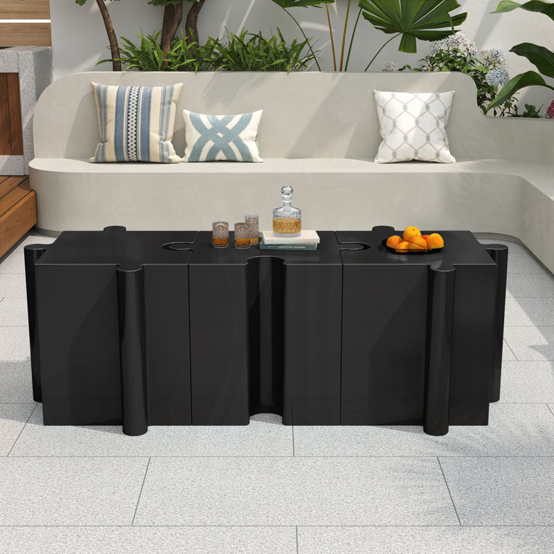 Table modulaire à rebord convexe MGO, tables d'appoint d'extérieur / d'intérieur, Black
