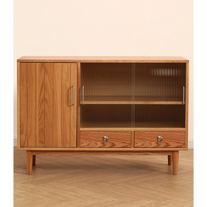 Scandinavian-style Oak & Glass Sideboard