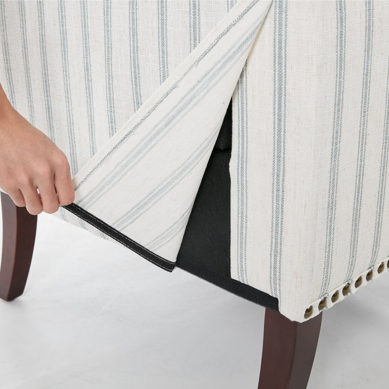 Fauteuil Iliana, Pinstripe Light Blue Linen