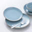 16-Piece Blue & Brown Rimmed Dinnerware Set for 4, Ceramic Plates & Pasta Bowls, Artistic Two-Tone Design-1513208709