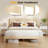 Solid Wood King  Bed Frame Platform Bedframe With Headboard Grille Style-289639609