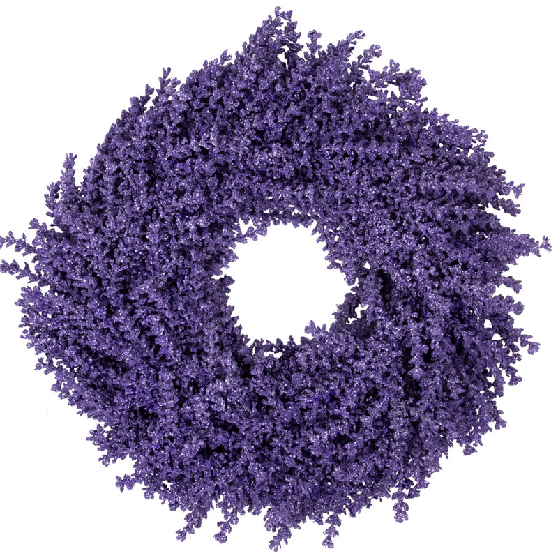 Couronne de printemps artificielle mauve lavande mauve non éclairée 28 po, H 18 po x l 18 po x P 3,5 po