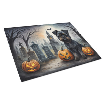 Affenpinscher Spooky Halloween Glass Cutting Board Large